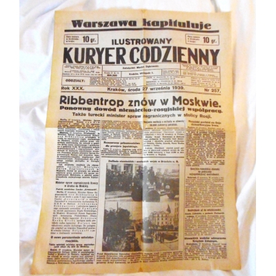 Pr. zb.  ILUSTROWANY KURYER CODZIENNY - 27 września 1939.