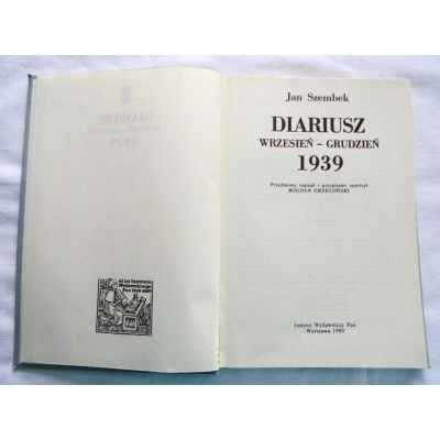 Szembek J. DIARIUSZ wrzesień-grudzień 1939