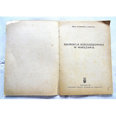 Zaporowska INSUREKCJA KOŚCIUSZKOWSKA W  WARSZAWIE