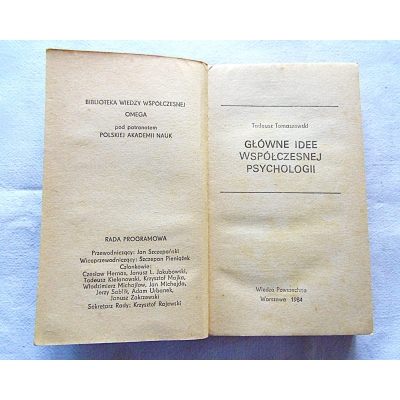Tomaszewski T.  GŁÓWNE IDEE WSPÓŁCZESNEJ PSYCHOLOGII