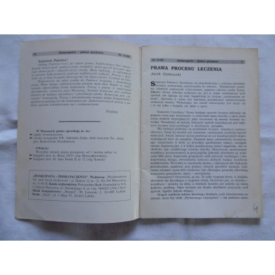 Pr.zb.  HOMEOPATIA  PISMO PACJENTA  Zeszyt nr 3/95