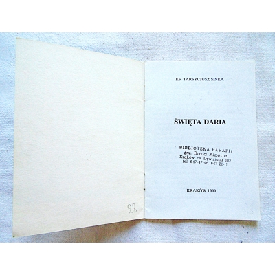Sinka T. Ks. ŚWIĘTA DARIA  206/9