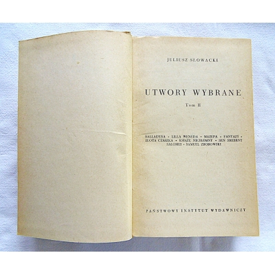 Słowacki J.  UTWORY WYBRANE  Tom II