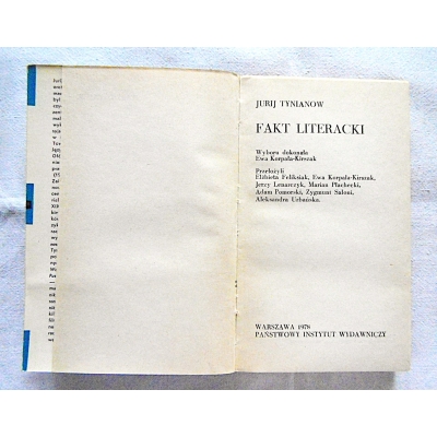 Tynianow J. FAKT LITERACKI