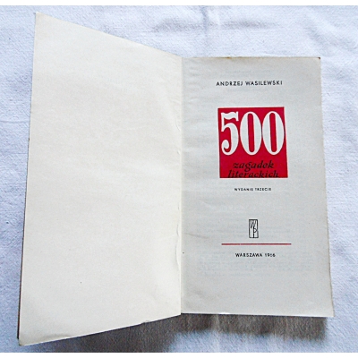 Wasilewski A. 500  ZAGADEK LITERACKICH  170/13