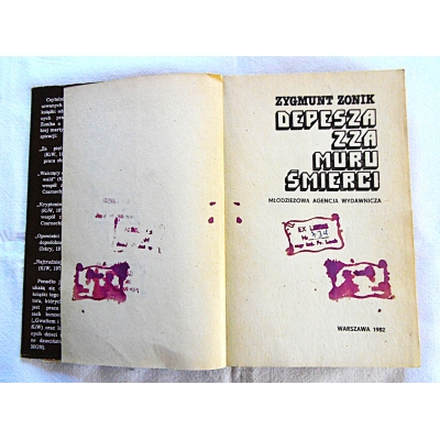 Zonik Z. DEPESZA ZZA MURU ŚMIERCI  425/14