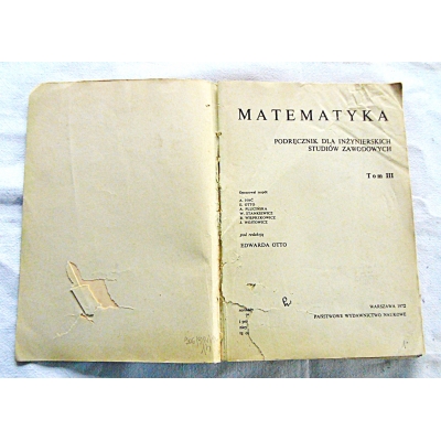 Pr.zb.  MATEMATYKA  Podręcznik dla inżynierskich studiów zawodowych  Tom III