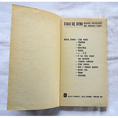 Zimniak A. STAŁO SIĘ JUTRO  Opowiadań fantastycznych zbiór dwudziesty czwarty