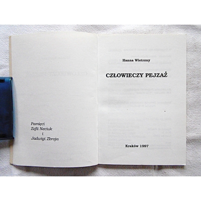 Wietrzny H. CZŁOWIECZY PEJZAŻ Dedykacja Autorki