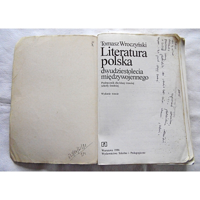 Wroczyński T. LITERATURA POLSKA dwudziestolecia międzywojennego  528/14