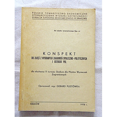 Pustówka G. KONSPEKT DO ZAJĘĆ Z WYBRANYCH ZAGADNIEŃ SPOŁECZNO-....