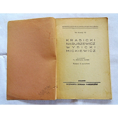 Papee S. KRASICKI NARUSZEWICZ WYBICKI MICKIEWICZ  Na klase VII
