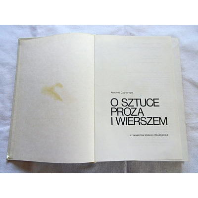 Czartoryska K.  O SZTUCE PROZĄ I WIERSZEM  92/11
