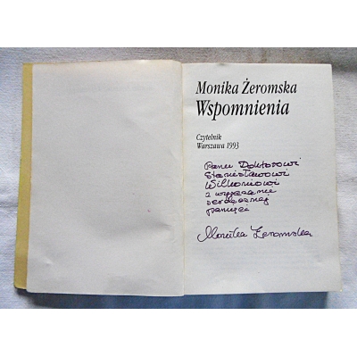 Żeromska M. WSPOMNIENIA Dedykacja Autorki  358/12