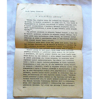 Tokarczuk I.Ks.Bp.  O WOLNOŚCI DUCHA  206/9