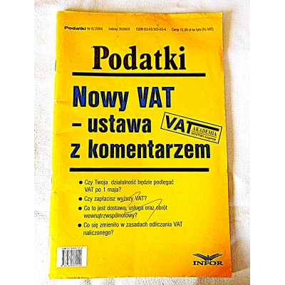 Pr.zb. PODATKI Nr 6/2004 NOWY VAT -ustawa z komentarzem  206/9